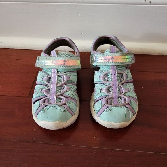 Wonder Nation blue/purple toddler girl closed toe sandals - Picture 2 of 9